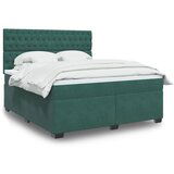 vidaXL Box spring postelja z vzmetnico temno zelena 180x200 cm žamet Cene
