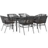 vidaXL 7-dijelni vrtni blagovaonski set s jastucima, crno | shoptok.hr