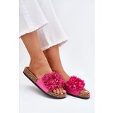 Boto Ladies Slippers On Cork Sole With Flowers Fuchsia Ferenza | Shoptok.si