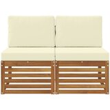  2 Komad Srednja sofa za van Čvrsto drvo akacije Prirodna | shoptok.hr
