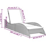 vidaXL Ležaljka za sunčanje s jastukom smeđa 60x205x73 cm poliratan | shoptok.hr