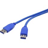 Renkforce USB 3.0 priključni kabel [1x USB 3.0 vtič A - 1x USB 3.0 vtič A] 0.50 m modre barve pozlačeni kontakti (20416368) | Shoptok.si