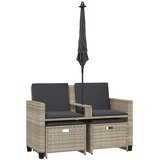  Vrtna sofa 2-sjed sa suncobranom i tabureima svijetlo sivi | shoptok.hr