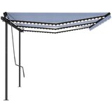 vidaXL Avtomatska tenda LED + senzor 6x3 m modra in bela | Shoptok.si