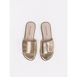 GOODIN Gold women's flip-flops on a flat sole | Shoptok.si