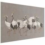  Plakat - Crane Dance - light bird silhouettes on a warm-gray textured background 30x21 Bez okvira | shoptok.hr