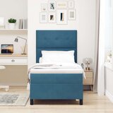 Box Postelja s pomičnim dnom in vzmetnico Temno modra 90x200 cm Žamet, (22051525) | Shoptok.si
