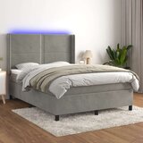  Krevet box spring s madracem LED svjetlosivi 140x200 cm baršun Cijene