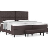 vidaXL Postelja z vzmetjo in klopjo Temno rjava 200x200 cm Tkanina, (22083229) | Shoptok.si