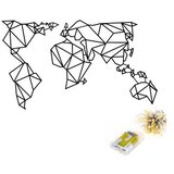 Wallity Zidna dekoracija Svjetska mapa LED 010, 58 x 100 cm, Crna | Eponuda.ba