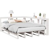  Knjižna postelja brez vzmetnice bela 135x190 cm trdna borovina | Shoptok.si