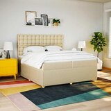 Krevet s oprugama i madracem krem 200 x 200 cm od tkanine | shoptok.hr
