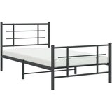 Metalni okvir kreveta uzglavlje i podnožje crni 100x190 cm | shoptok.hr
