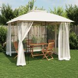 vidaXL paviljon z dvojno streho, mrežnimi stenami krem 2,94x2,94 m | Shoptok.si
