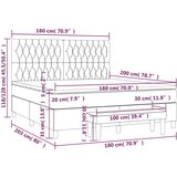  Box spring postelja z vzmetnico temno siva 180x200 cm blago, (20788883) | Shoptok.si