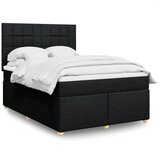 vidaXL Box spring postelja z vzmetnico črna 140x200 cm blago | Shoptok.si