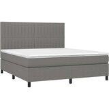  Box spring postelja z vzmetnico LED temno siva 160x200 cm blago, (20930465) | Shoptok.si