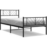  Metalni okvir kreveta uzglavlje i podnožje crni 107x203 cm | shoptok.hr