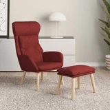  Stolica za opuštanje s tabureom od tkanine crvena boja vina