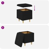  Otoman za pohranu s jastukom Crna 40 x 40 x 45 cm tkanina | shoptok.hr