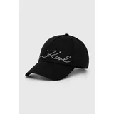 Karl Lagerfeld Bombažna bejzbolska kapa črna barva, 245W3413