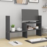 vidaXL Stalak za monitor sivi (39 - 72) x 17 x 43 cm masivna borovina Cijene
