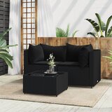 The Living Store Vrtna sedežna garnitura 3-delna z blazinami črn poli ratan - Vrtna Sedežna Garnitura, (21468363) | Shoptok.si