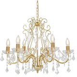 The Living Store Lestenec s kristalnimi kroglicami zlat okrogel 6 x E14 - Lestenec, (21383444) Cene