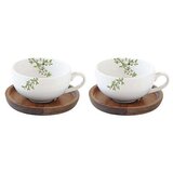 Easy Life Set 2 skodelic za kavo z lesenim krožnikom Natura | Shoptok.si