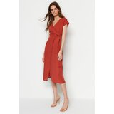 Trendyol Cinnamon Belt Double Breasted Midi Woven Dress | Shoptok.si
