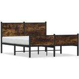 vidaXL Kovinski posteljni okvir brez vzmetnice dimljen hrast 150x200cm Cene