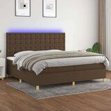  Krevet box spring s madracem LED tamnosmeđi 200x200 cm tkanina | shoptok.hr