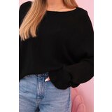Kesi Włoski Women's mohair sweater with gathered sleeves and a back cutout black | shoptok.hr