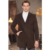 Dewberry PLT8361 SLIM FIT MEN'S COAT-PLAIN BROWN Cene
