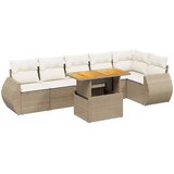 Maison Chic Seti vrtnega pohištva - Vrtna garnitura - Vrtni pohištvo set 7-delna z blazinami bež poli ratan, (21804944) | Shoptok.si