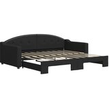  Dnevni krevet na razvlačenje crni 90 x 190 cm od tkanine | shoptok.hr