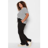 Trendyol Curve Black Straight Fit Slim Slit Knitted Sweatpants cene