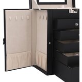  Kutija za nakit 6-slojna s ogledalom koje može zaključati crna | shoptok.hr