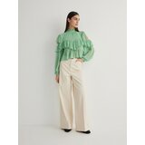 Reserved - Bluza s volanima - zelena | shoptok.hr