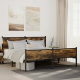Maison Chic Kovinski Posteljni okvir - Dvoposteljna postelja - Zakonska postelja brez vzmetnice dimljen hrast 180x200cm, (21693169) | Shoptok.si