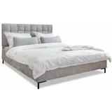 Miuform Svetlo siva oblazinjena zakonska postelja z letvenim dnom 160x200 cm Eve –