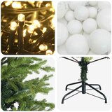  Umjetno božićno drvce s kuglicama 120 cm 150 LED lampica - Zelena 120 cm s LED žaruljama i bijelim kuglicama | shoptok.hr