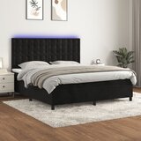 The Living Store Box spring postelja z vzmetnico LED črna 160x200 cm žamet - Box Spring Postelja, (21491214) Cene