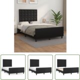 The Living Store Posteljni okvir z vzglavjem črn 120x200 cm umetno usnje - Posteljni Okvir Z Vzglavjem, (21737351) | Shoptok.si