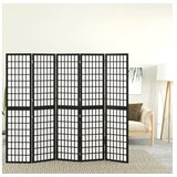  Zložljiv 5-delni paravan japonski stil 200x170 cm črne barve | Shoptok.si