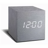 Gingko siva budilka z belim LED zaslonom Cube Click Clock