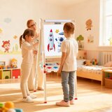  Leseno umetniško stojalo za otroke, zložljivo dvostransko magnetno stojalo 3 v 1 z belo tablo | Shoptok.si