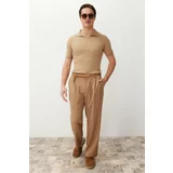 Trendyol FL Beige Slim-Narrow Polo Neck Plain Knitwear Polo Neck T-shirt