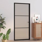  Unutarnja vrata 93 x 201,5 cm crna od mat stakla i aluminija | shoptok.hr