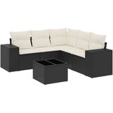  6-dijelni set vrtnih sofa s jastucima crni od poliratana | shoptok.hr